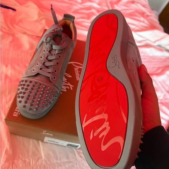 Christian Louboutin Gray Spiked Sneakers - Picture 7 of 7